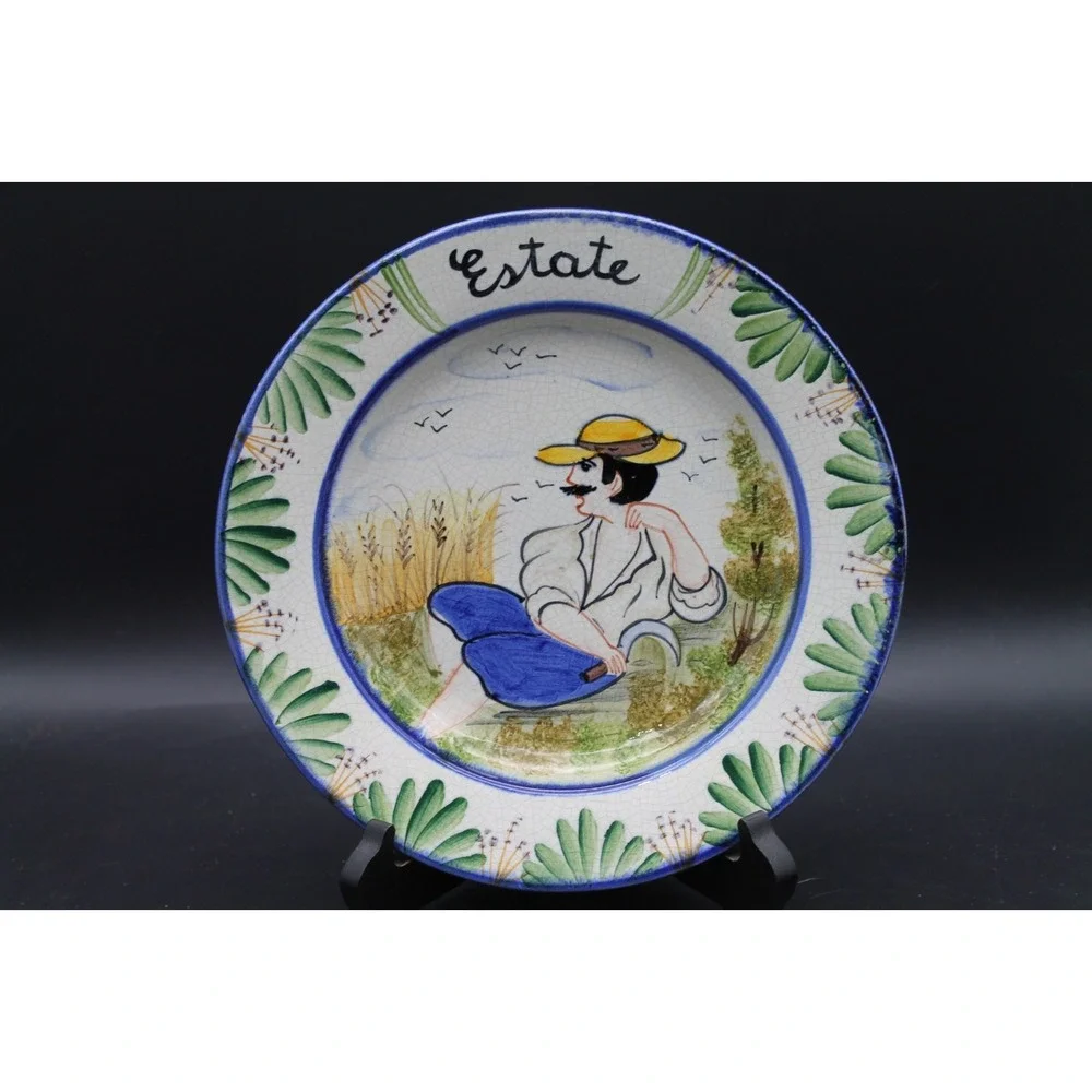 Set of 4 Italian Seasons Hand Painted Decorative Plates 9.5